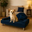 Recaminer Pet Sofá Cama Para Cachorro e Gato Luxo Suede Azul