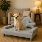 Recaminer Pet Sofá Cama Para Cachorro e Gato Luxo Suede Cinza