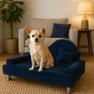 Recaminer Pet Sofá Cama Para Cachorro e Gato Luxo Veludo Azul