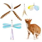 Recargas de brinquedos Cat Wand com penas naturais para animais de estimação, 4 unidades