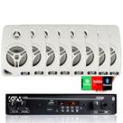 Receiver para Som Ambiente Leson LSN1002BT Slim BT + 8 Caixas de Som Ambiente LeSon 4 Polegadas 70w 8 Ohms - Branca
