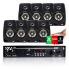 Receiver para Som Ambiente Leson LSN1002BT Slim BT + 8 Caixas de Som Ambiente LeSon 4 Polegadas 70w 8 Ohms - Preta