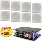 Receiver Som Ambiente + 08 Arandelas Quadradas Brancas Gesso
