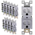 Receptáculo duplex ENERLITES Elite Series 15A 125V prateado, pacote com 10 Receptáculo duplex ENERLITES Elite Series 15A 125V prateado, pacote com 10