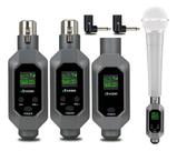Receptor E Transmissor Conversor Microfone Xlr Sem Fio 2 Mic