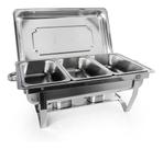 Rechaud Aço Inox Retangular 3 Cubas Gourmet Mix
