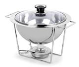 Réchaud Inox 3 Litros Tampa de VIdro 4 Peças Sopa Feijão Restaurante Servir Comidas Quentes Buffet Alta Qualidade