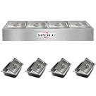 Rechaud Inox Elétrico de Mesa Buffet Quente 4 Cubas Banho Maria Restaurante Balcão Termico Retangular Richo Self Service
