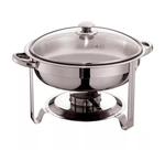 Rechaud Inox redondo 5 litros tampa de vidro banho maria Richoa