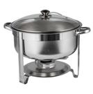 Rechaud Inox redondo 7,5 litros tampa de vidro banho-maria