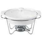 Rechaud Oval Travessa Cerâmica Com Queimador 1,5 Litros Tampa De Vidro