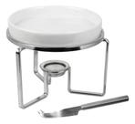 Rechaud Para Queijo Brie Com Faca Aço Inox E Cerâmica 15cm