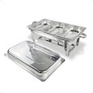 Rechaud Retangular 3 Cubas Inox 12l Banho Maria Fogareiro