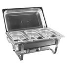 Rechaud Retangular 9 Litros Aço inox 3 cubas Tampa removível - Trovy