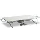 Rechaud Retangular grande base cromada, chapa alumínio 380 x 240mm queimador aço inox Ravinox 512