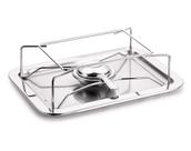 Réchaud Retangular Inox Perfeito Para Encaixar Forma Travessa Assadeira Mantem Quente Queimador Restaurante Buffet Servir