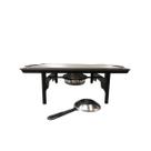 Rechaud Retangular preto37cm x 27cm base cromada chapa alumínio queimador aço inox Ravinox