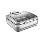 Rechaud Tramontina Banho Maria Retangular em Aço Inox com Tampa Basculante e Cuba 2/3 5,5 L