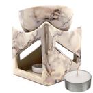 Rechô Mármore Quadrado em Cerâmica Difusor 10 cm Vela Brinde