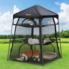 Recinto externo para gatos Rywell de 3 níveis, espaçoso, com 5 janelas