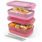 Recipiente de Armazenamento de Alimentos Ello Lunch Stack - 2 Unidades - Cor Goiaba