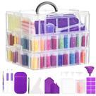 Recipiente de armazenamento de pintura de diamante QUEFE 3 camadas e 100 slots