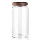 Recipiente de armazenamento de vidro Labina Airtight 1200 ml com tampa de madeira