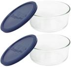 Recipiente de armazenamento Pyrex, prato redondo de 4 xícaras com tampa de plástico x2