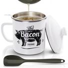 Recipiente de gordura para bacon PYARD 1,1 kg de esmalte com peneira 1,4 L Recipiente de gordura para bacon PYARD 1,1 kg de esmalte com peneira 1,4 L