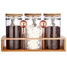 Recipiente de vidro para armazenamento de café GURUDAR 1450mL com prateleira de bambu