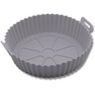 Recipiente Forma Redonda De Silicone Para Air Fryer Cinza Com Alça 19cm x 6,5cm Lyor