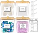 Recipiente para lavanderia HomePekite Clear com tampa de madeira 84 mL x4 Recipiente para lavanderia HomePekite Clear com tampa de madeira 84 mL x4