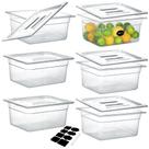 Recipientes de armazenamento de alimentos BIEAMA, pacote com 6, NSF 1/2, tamanho 6" de profundidade