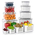 Recipientes de armazenamento de frutas Anysig para geladeira, pacote com 8 unidades com escorredor