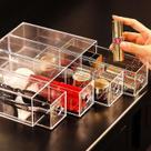 Recipientes de armazenamento doméstico organizador multifuncional caixa de armazenamento de cosméticos caixas e caixas de maquiagem de batom acrílico transparente Recipientes de armazenamento doméstico organizador multifuncional caixa de armazenamento de cosméticos caixas e caixas de maquiagem de batom acrílico transparente