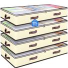 Recipientes de armazenamento embaixo da cama Budding Joy 90L, pacote com 4 unidades, bege