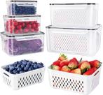 Recipientes de frutas para geladeira Freshmage 6 unidades com escorredor removível