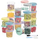 Recipientes de plástico Deli Yomarket 500 ml com tampas de rosca, pacote com 24 Recipientes de plástico Deli Yomarket 500 ml com tampas de rosca, pacote com 24