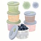 Recipientes de silicone para alimentos para bebês reutilizáveis btrfe, pacote com 6 tampas