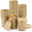 Recipientes de sopa de papel Cedilis, pacote de 50 ml, 500 ml com tampas Kraft Recipientes de sopa de papel Cedilis, pacote de 50 ml, 500 ml com tampas Kraft