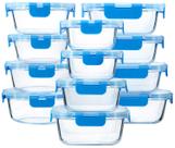 Recipientes de Vidro para Alimentos MCIRCO - Kit com 24 Peças (Azul)