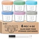 Recipientes de vidro para armazenamento de alimentos para bebês DRKIO 120mL, pacote com 6