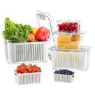 Recipientes para frutas e vegetais para geladeira LUXEAR com tampas, pacote com 4
