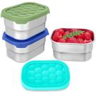 Recipientes para lanches Gencywe de aço inoxidável de 240 ml para crianças, pacote com 3 unidades, azuis