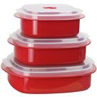 Recipientes para micro-ondas Reston Lloyd, conjunto de 3 vermelhos sem BPA Recipientes para micro-ondas Reston Lloyd, conjunto de 3 vermelhos sem BPA