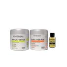 RECONSTRUÇÃO MAX REPAIR 500g + HIDRATAÇÃO DE MAÇA VERDE 500G + OLEO DE ARGAN 9 ML