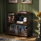 Record Player Stand Huxitocan 3 Tier contém 300 álbuns