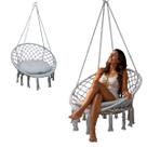 Rede Cadeira Balanco Suspensa Algodao Macrame Casa Teto Varanda Quintal Jardim Area Deck Lazer Confortavel Resistente