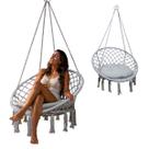 Rede Cadeira Balanco Suspensa Algodao Macrame Casa Teto Varanda Quintal Jardim Deck Area Lazer Resistente Confortavel