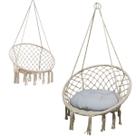 Rede Cadeira Suspensa Balanco Algodao Macrame Casa Teto Varanda Quintal Jardim Area Deck Lazer Confortavel Resistente